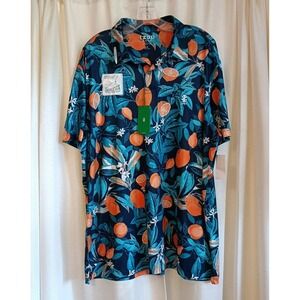 IZOD Golf Polo Shirt Mens XL Navy Fruit Print Swing Flex Stretch Tech Casual NWT